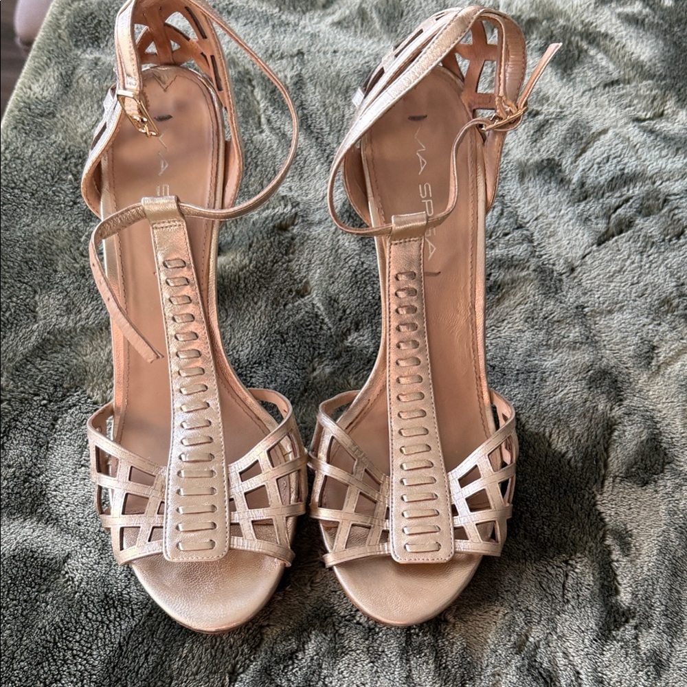 Via Spiga Metallic Strappy Heels